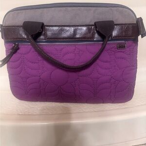 Fossil Purple Quilted Bag with Brown Accents